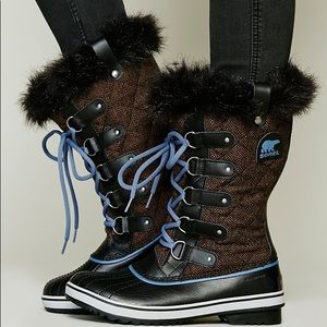 Sorel Torino Quilted Wool Brown/Blue Boots